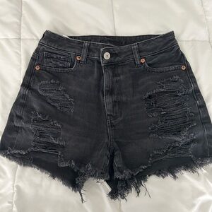 American Eagle Outfitters Women’s Black Distressed Jean Shorts